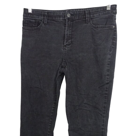 St Johns Bay Skinny Leg Jeans Women Size 14 Black Denim Comfortable Stretch - Picture 2 of 10